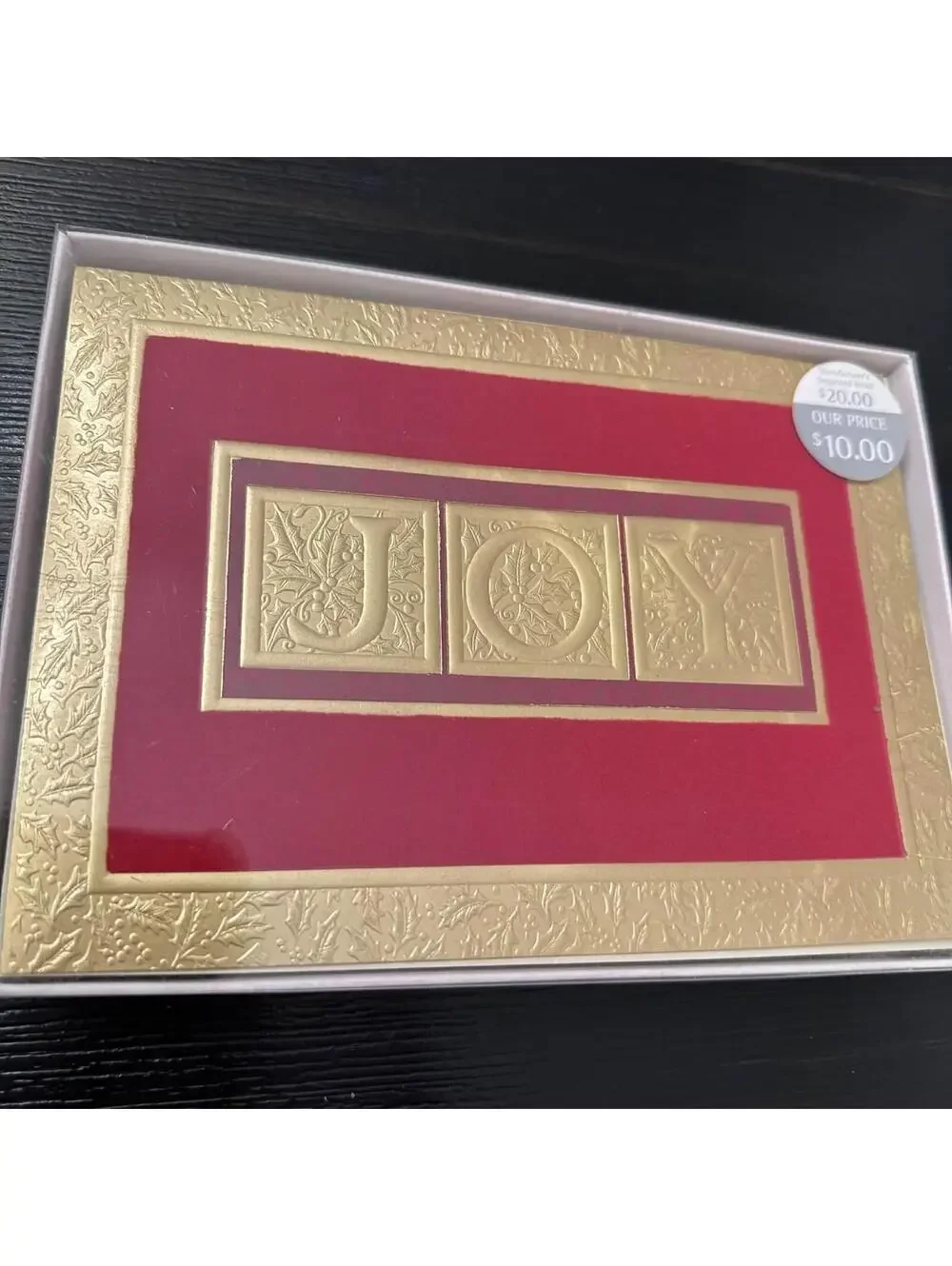 Embossed Joy Gold And Red Holiday Cards And Envelopes 14 Ct Boxed Set New
